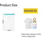 Pak van 12 vacuümzakken voor kleding 60 x 40 cm, RISVOWO reisopbergzakken met pomp, herbruikbare vacuümzakken voor kleding, opbergzakken klein voor kleding, dekbedden, beddengoed, kussens