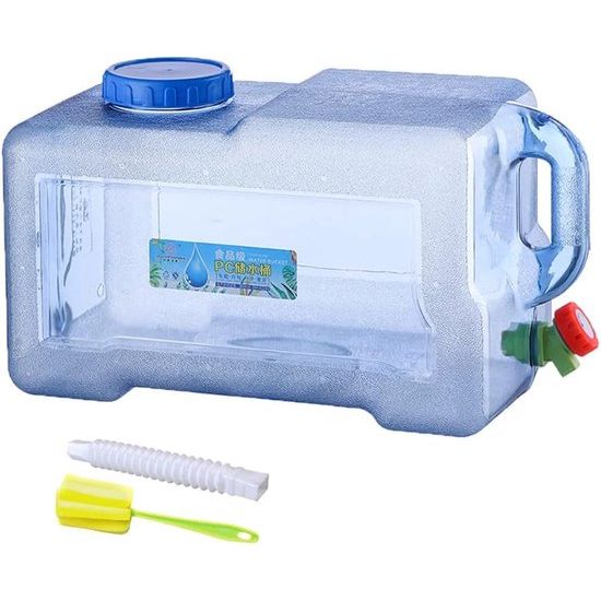 Waterjerrycan van 22 liter, met kraan en schroefdeksel, campingwaterjerrycan, BPA-vrij, draagbaar waterreservoir met handvat voor caravans, picknicks, wandelen, transparant blauw