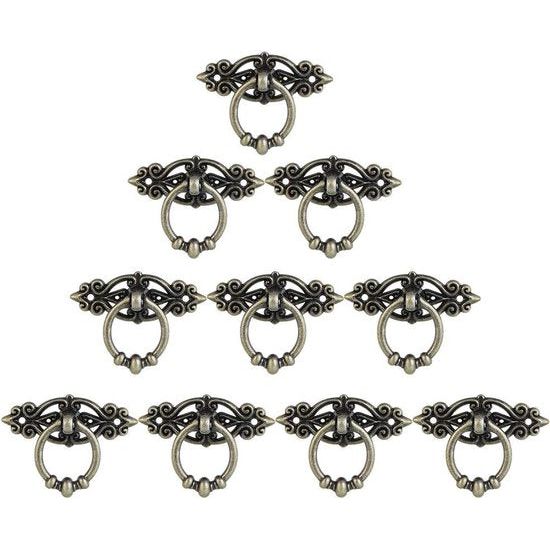 10 stuks meubelgrepen, messing, deurgrepen, vintage, kastgrepen, ladegrepen, antieke meubelknoppen met 20 schroeven, voor commode, meubels, kast, kledingkast