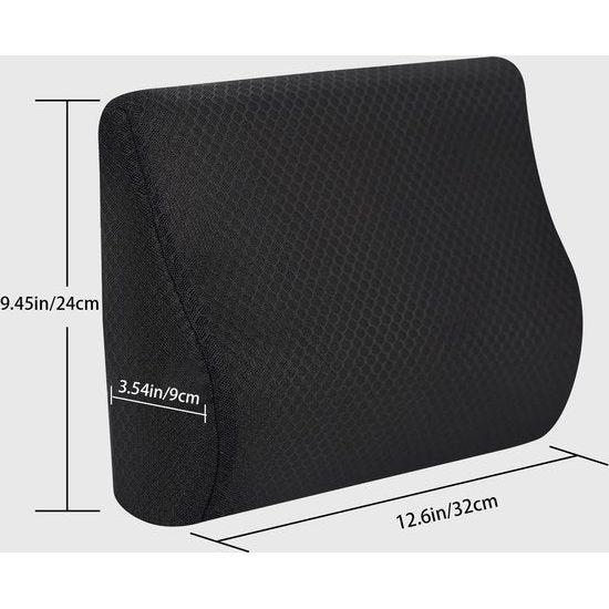 Lumbar kussen voor de auto, lendenkussen, traagschuim, ergonomisch rugkussen voor autostoelen, bureaustoel, rolstoel (zwart)