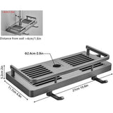 Doucheplank voor douchestang Douche zonder boren Ophangbare doucheplanken Accessoires Beugels met twee haken en douchekophaken Geschikt voor [21 mm-25 mm] douchestang Kunststof, 2 stuks grijs