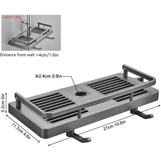 Doucheplank voor douchestang Douche zonder boren Ophangbare doucheplanken Accessoires Beugels met twee haken en douchekophaken Geschikt voor [21 mm-25 mm] douchestang Kunststof, 2 stuks grijs