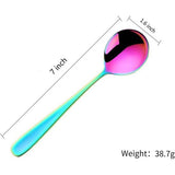 Eetlepel roestvrij staal 18/10 kleurrijke Soeplepels, 8 stuks, grote mueslibladeren, dessertbladeren, lengte 17,5 cm, 4,5 cm, Eetlepel, Soepkopjeslepel voor muesli, pap, fruit, yoghurt, 8 kleuren