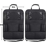 Set van 2 auto-achterbankbeschermers, auto-achterbank-organizer voor kinderen, autostoel-organizer, iPad/Tablet-compartiment, kickmat-beschermer voor autostoel, 600D Oxford-stof, waterdichte achterbankbeschermer (zwart)