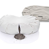 Halve maan yogakussen, 42 cm lang, 30 cm breed en 15 cm hoog, met vulling van boekweit-spelt, machinewasbare overtrek van 100% extra dik katoen, meditatiekussen, zitkussen