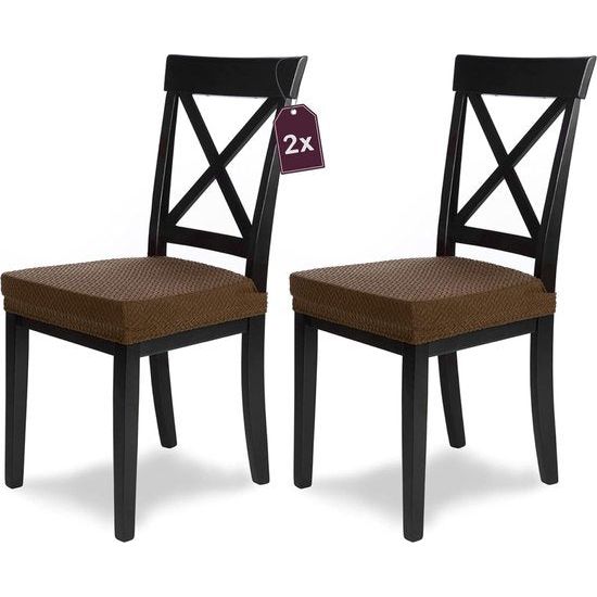 Stretch stoelhoezen, set van 2 elastische flanellen stoelhoezen, eetkamerstoel, elegante stoelhoezen voor stoelen/stoelen, bruin, fluweel, met elastiek