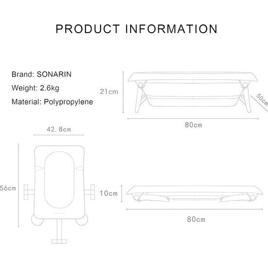 Opvouwbare babybadkuip met real-time temperatuurmeting, draagbare antislip badkuip voor baby's, aftapschroef voor pasgeborenen, peuters (blauw)