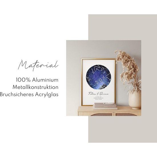 Fotolijst goud metaal dun frame voor DIN A4 21 x 29,7 cm - Posterlijst grote collage - Picture Frame Metal 21 x 30 cm Aluminium smalle fotolijst - Goud