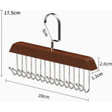 Houten kleerhangers, 4 sets, riemhangers van hout, hangers voor kleding met meerdere haken, 360 graden draaibare beugel, voor sjaalhangers, stropdassenhouder, riemhouder