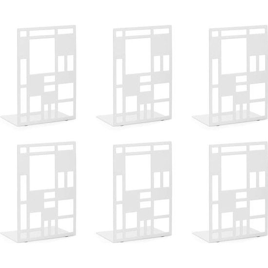 boekensteun, metalen boekensteunen, boekensteun, wit, 3 paar, boekenstandaard, boekensteunen, boekensteunen, boekenhouder, cd's, kinderen, metaal, boekenhouder voor rek