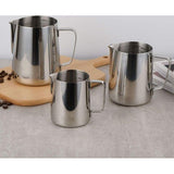 Melkkannetje roestvrij staal, 350 ml 600 ml melkkan met latte art pen, melkschuimkannetje, melk, voor espresson, cappuccino en laté, koffie barista accessoires, zilver
