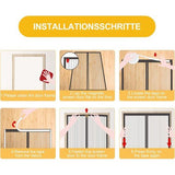 Hordeurmagneet, balkondeur, insectenwering, vliegengordijn, magnetische deur, insectenwerende gordijndeur, patiodeur, magneethor, vliegenhor, kattenkluis, zwart, 90 x 210 cm