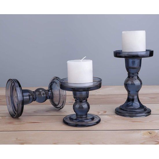 3 stuks kristalheldere kandelaars in verschillende afmetingen, elegante tafeldecoratie, theelichthouder voor romantisch diner, bruiloft, Kerstmis, verjaardag, blauw