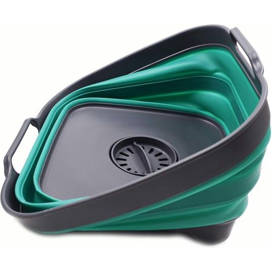 10 liter opvouwbare schaal met aftapschroef, opvouwbare wastafel, draagbare afwasbak, ruimtebesparend keukenopbergvak (grijs/turquoise, 1)