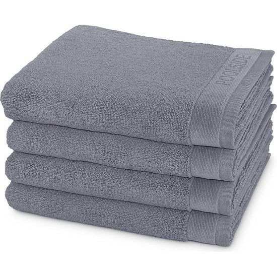 Handdoekenset voor bij het zwembad, 4 handdoeken 50 x 100 cm, 100% katoen, Steen
