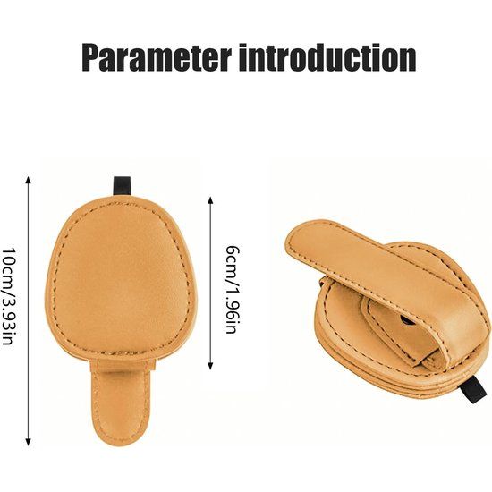 Brillenhouder voor in de auto, 2-pack lederen zonnebrillenhouder Universele zonnebril Brillenhouder met kaartkaartclip voor autovizier Kleine brillenhouder (beige-geel)