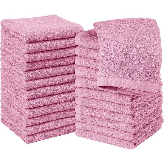 Zeepdoeken, 30x30 cm, wasknijpers van 100% katoen (24 stuks, roze)