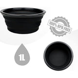 2 x siliconen kom campingservies picknick X-Bowl wandelen trekking bergbeklimmen rugzak outdoor opvouwbaar (2x zwart)
