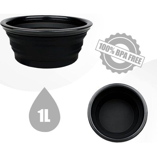 2 x siliconen kom campingservies picknick X-Bowl wandelen trekking bergbeklimmen rugzak outdoor opvouwbaar (2x zwart)