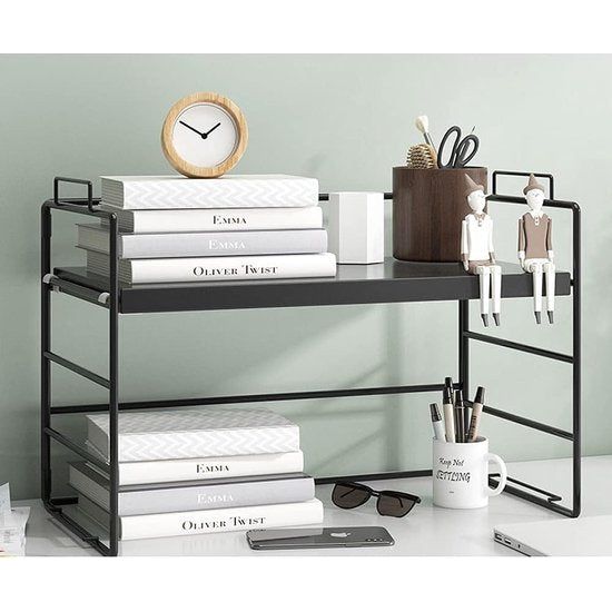 Make-up organisator Tafelplank Zwart Kruidenrek Houten tafelorganizer Bureauopslagsysteem Bureauorganizer Multifunctionele boekenplank Modern ontwerp voor school Thuiskantoor