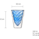 Dubbelwandige mok Blauw 240cc Dubbelwandige glazen beker Geïsoleerde glazen beker Duurzaam Stijlvol Perfect voor espresso