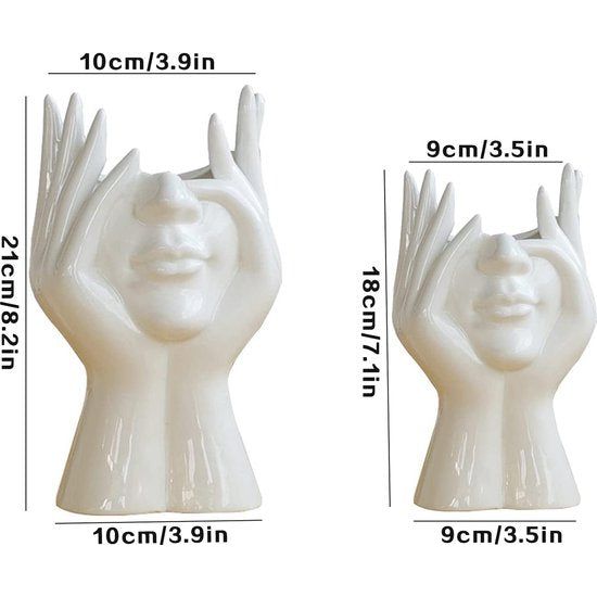 Face Shaped Flower Pot Keramiek Standbeeld Bloemenvaas Indoor Outdoor Decoratieve Succulent Plant Potten