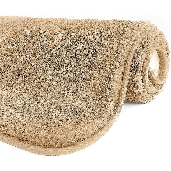 Badmat 70 x 120cm pluizig microvezel wasbaar badtapijt antislip badkamertapijt voor badkamer (beige) tapijt-beige