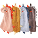 Handdoeken voor kinderen, 4 stuks, dieren-kinderhanddoekenset, kleine dinosaurusvorm, microvezel, handdoekenset, sneldrogende washandjes met ophangoog, douchehanddoek voor keuken