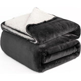 Dubbelzijdig pluche extra zacht fleece sherpa bedsprei pluizig en verbetert de slaap tweepersoons 150x200cm antracietgrijs
