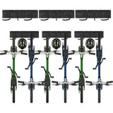 Wandgemonteerd fietsenrek - 6 fietsen + 3 helmen, race- of mountainbikerek - Verticaal wandgemonteerd fietsenrek (binnenbreedte: 90 mm)