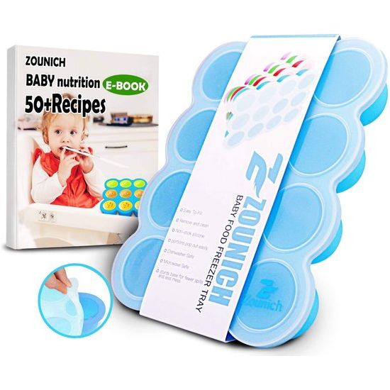 babyvoeding opbergdoos, siliconen baby pap-invriezen met Siliconen Deksel, container, vriezer, dienblad, herbruikbaar, groenten, fruit, purees, sauzen en ijsblokjes