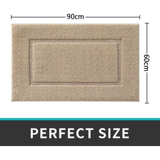 Badkamertapijt, 60 x 90 cm, badmat, antislip, wasbaar, zachte badmat, microvezel, absorberend, badmatten voor badkuip, doucheruimte en badkamer, beige
