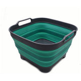 10 liter opvouwbare schaal met aftapschroef, opvouwbare wastafel, draagbare afwasbak, ruimtebesparend keukenopbergvak (grijs/turquoise, 1)