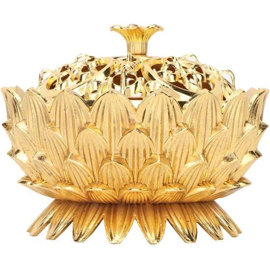 Lotus Bloem ontwerp versierd wierook kegel houder legering Craving wierook wierook stokken brandende bloem basis boeddhistische benodigdheden huisdecoratie (gouden kleur)