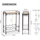 Wijnrek voor 8 flessen Metalen wijnrek met glazen houder en wijnhouder en tafelblad, 4-laags wijnopslagorganisator, vrijstaande wijnhouder voor keuken, wijnkelder, bar