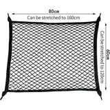 Kofferbaknet, bagagenet voor de auto, 80 x 60 cm, strekt zich uit tot 160 x 120 cm, universeel auto-net met 4 massieve haken, nylon super elastisch kofferbaknet, bagagenet