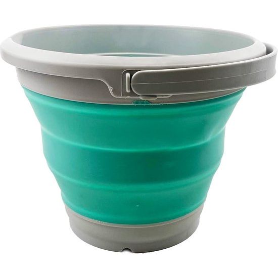 Opvouwbare kunststof emmer met 5,5 l inhoud, inklapbaar, ronde kuip, draagbare wateremmer, ruimtebesparende waterpot voor buiten, grijs/grenen