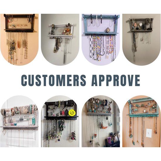 Boho-Chic Organizer voor sieraden, wandrek met afneembare armbandstang, met 16 haken, perfecte opslag voor oorringen, halskettingen en armbanden, sieradendisplay