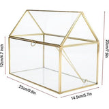 Glazen bruiloftskaartenbox, 25 cm, handgemaakte gouden terrarium, glazen doos voor bruiloften, recepties, tafeldecoratie, cadeau