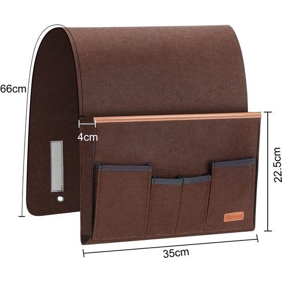 Sofa Organizer afstandsbediening houder, bedtas, antislip nachtkastje, caddy opbergtas voor telefoon, tijdschrift, boeken, bril - koffie