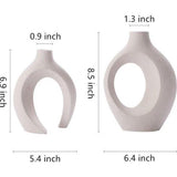 Witte keramische vaas voor huisdecoratie, set van 2 matte holle bloemenvazen, minimalistische Scandinavische boho-stijl middelpunt vazen ​​voor bruiloft eettafel feest woonkamer kantoor slaapkamer