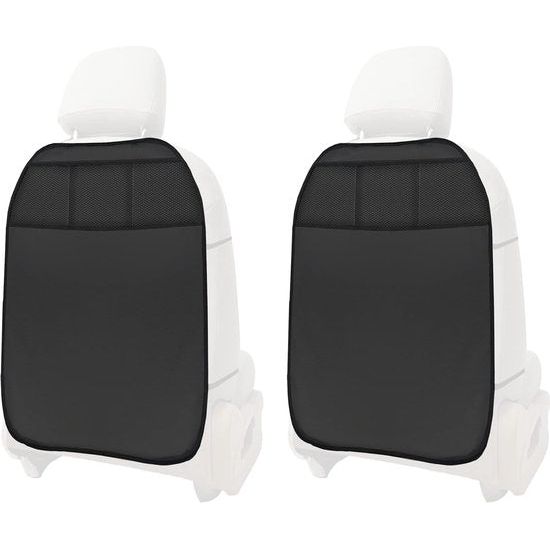 Rugleuningbeschermers, 2 stuks, bescherming voor rugleuning auto en kinderen, rugleuningbescherming, achterbankbeschermer, zitting, kunstleer, zwart, 3 vakken, organizer, bescherming voor autostoel, stoel