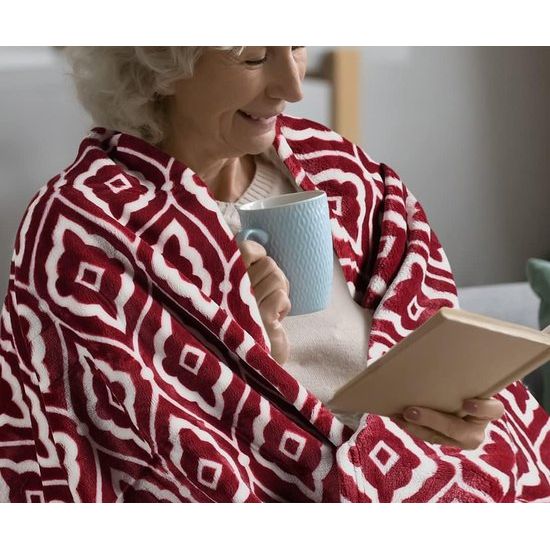 Marokkaanse lotusblauwe fleece deken voor bank, licht, zacht, gezellig loungedeken voor alle seizoenen.