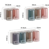 Tandenborstelhouder voor muur, kunststof tandenborstelbeker, tandenborstelhouder, zonder boren, geschikt voor kinderen en gezinnen (wit) (4 bekers)