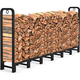 244 cm x 36 cm x 121 cm buitenbrandhoutrek voor open haard, zwaar uitgevoerd brandhout, stapelopslagrekken voor terras, metaal, houthouder, standaard, stalen pijp, houtstapelaar, gereedschap, zwart