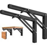 2 stuks 400 mm klapconsole, zware belasting, maximaal draagvermogen 80 kg, klapplankhouders, plankdragers en -steunen, klapscharnier voor huis, keuken, kantoor, grill, wandhouder, staal, zwart