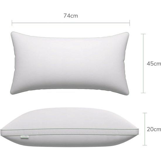 Kussen 45x74 set van 2, 2200 g (1100 g x 2) in hoogte verstelbaar kussen rechthoekig slaapkussen wit bedkussen met rits wasbare kussensloop