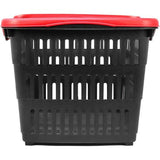 2 x kunststof boodschappenmand met handvat - draagmand voor transport - stevige kunststof mand in zwart/rood - 39,5 x 29 x 22,5 cm (002 stuks - zwart/rood)