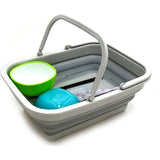 Opvouwbare kuip van 9,2 liter met handvat - Draagbare picknickmand voor buiten - Opvouwbare boodschappentas - Ruimtebesparende opslagcontainer (grijs)