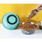 Hondenvoerbak, set van 2, roestvrijstalen voerbak met antislip siliconen bodem, waterbak en voerbak voor kleine, middelgrote en grote honden en katten (860 ml).